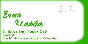 erno klapka business card